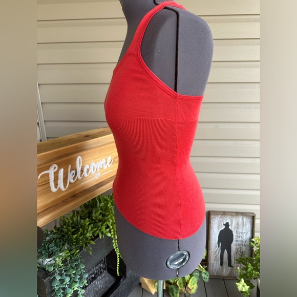 Vintage Celine racer back tank in red made of silk and cotton - Picture 3 of 7